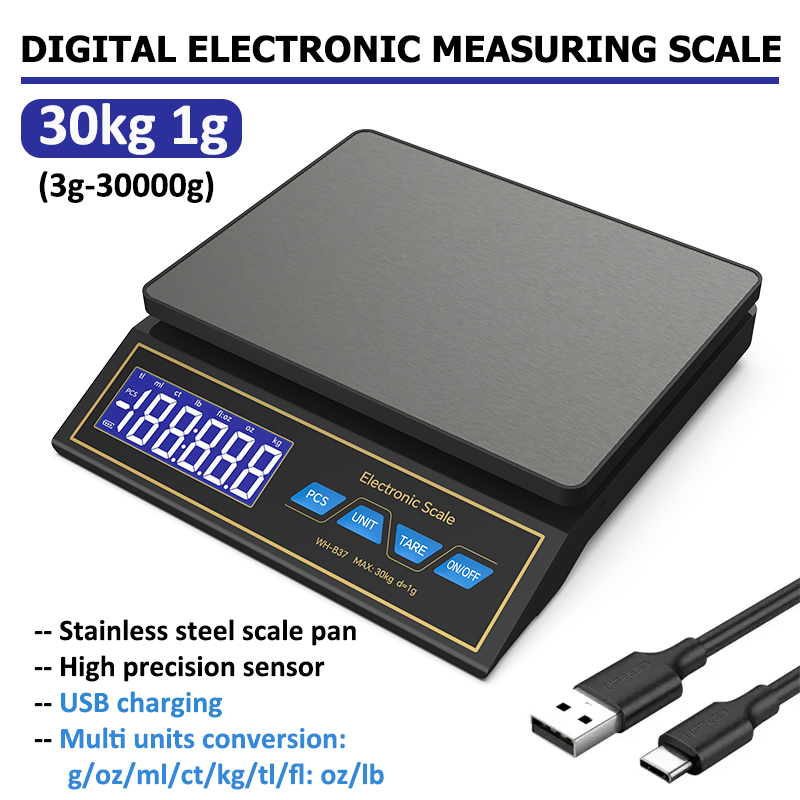 Kitchen Electronics Gadgets - LCD Digital Kitchen Scale 30kg/1g Rechargeable